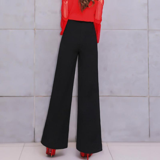 High Waist Straight Drape Loose Fit Casual Trousers