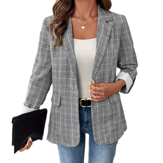 European And American New Elegant Plaid Suit Coat