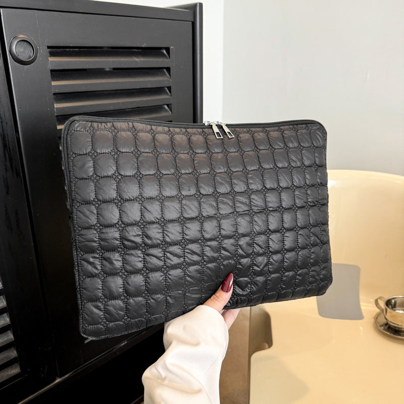 Solid Color Cloud Cotton Pleated Plaid Casual Simple Flat Storage Bag