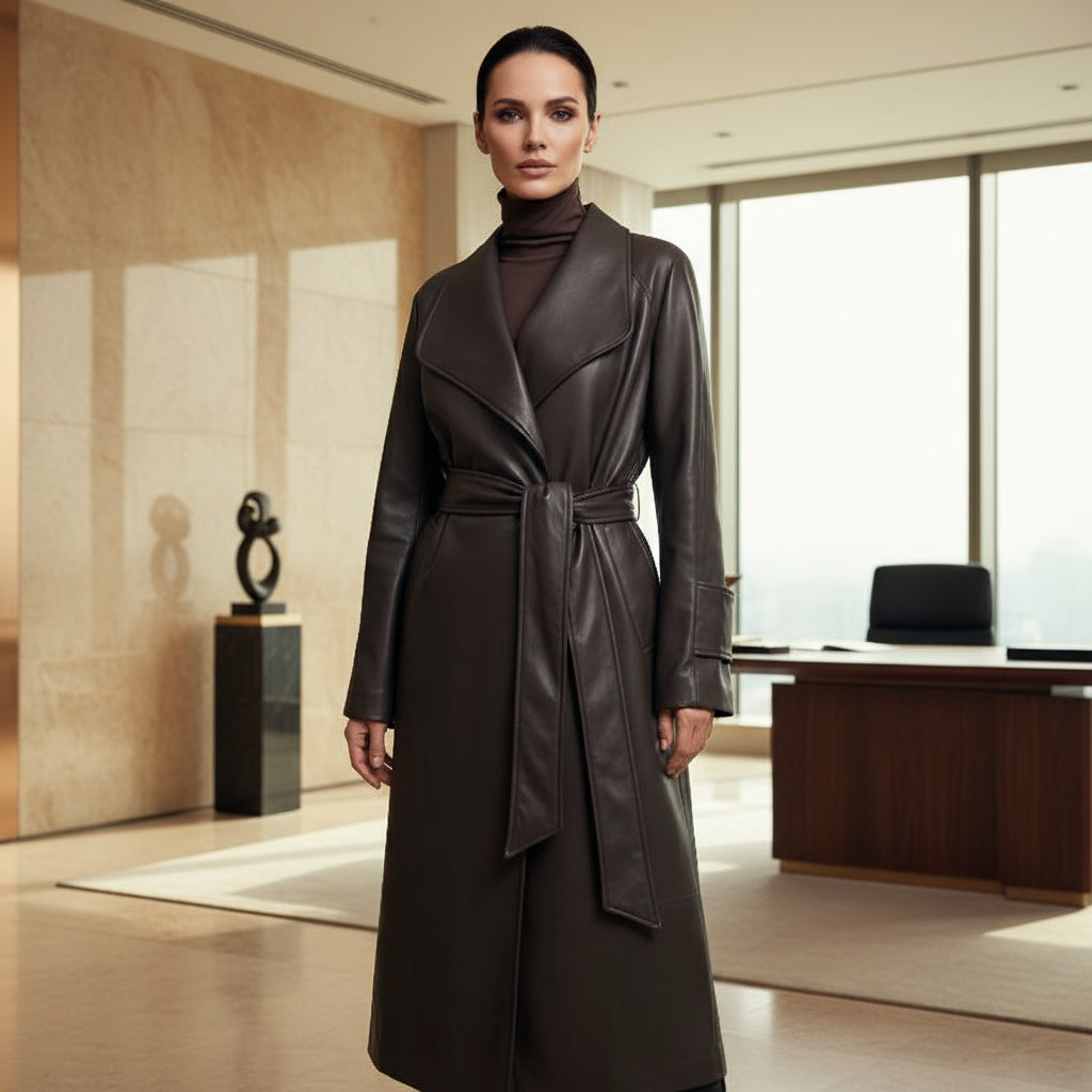 Draped City Leather Trench – LUXE Edition