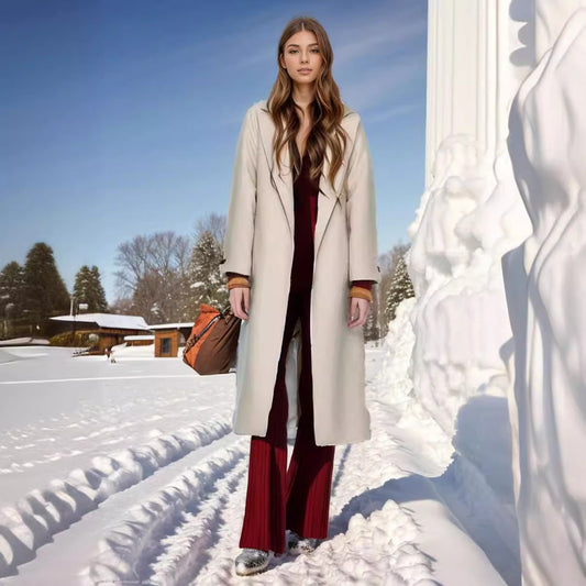 Padded Lapel Super Long Slim Jacket