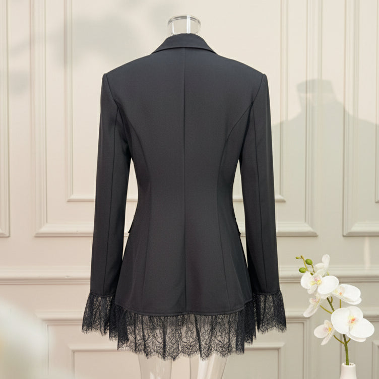 Anastasia Lace-Trimmed Blazer – NOIR Edition