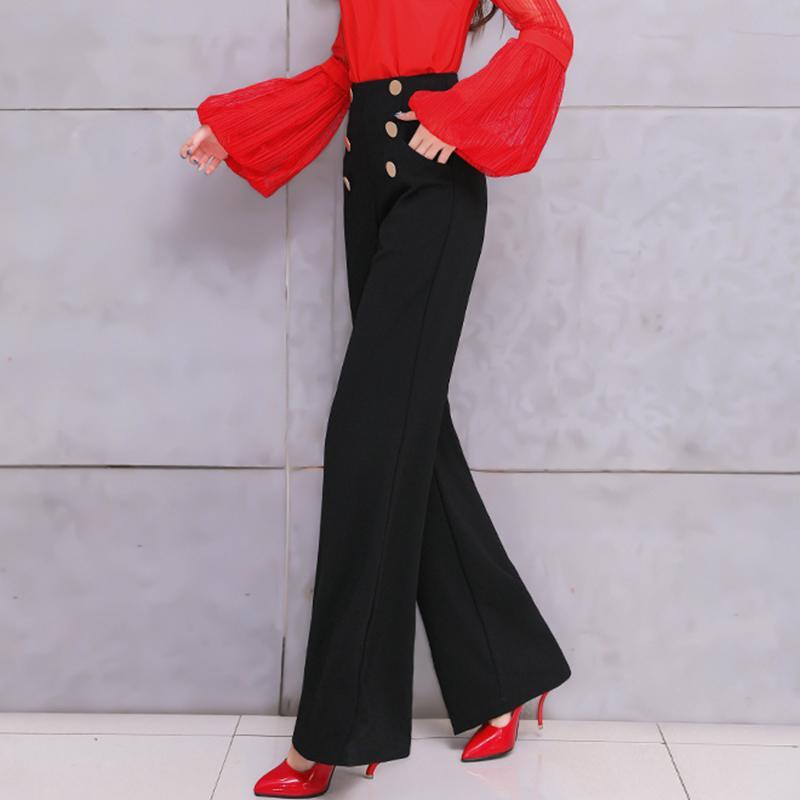 High Waist Straight Drape Loose Fit Casual Trousers