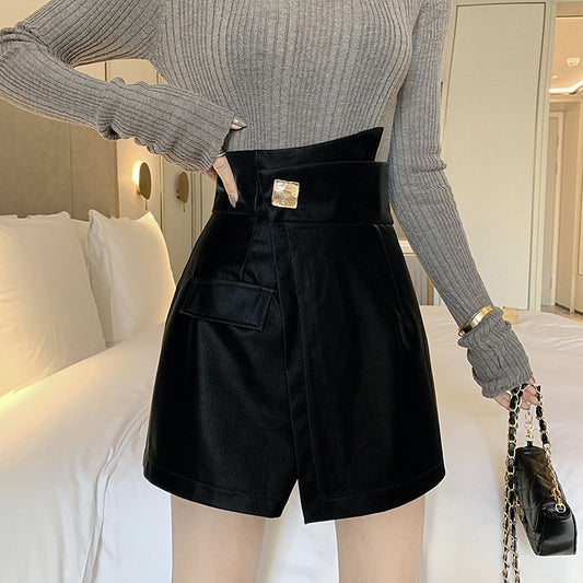 S-XL Skirt Shorts Plus Size High Waist Irregular Wide Skirt