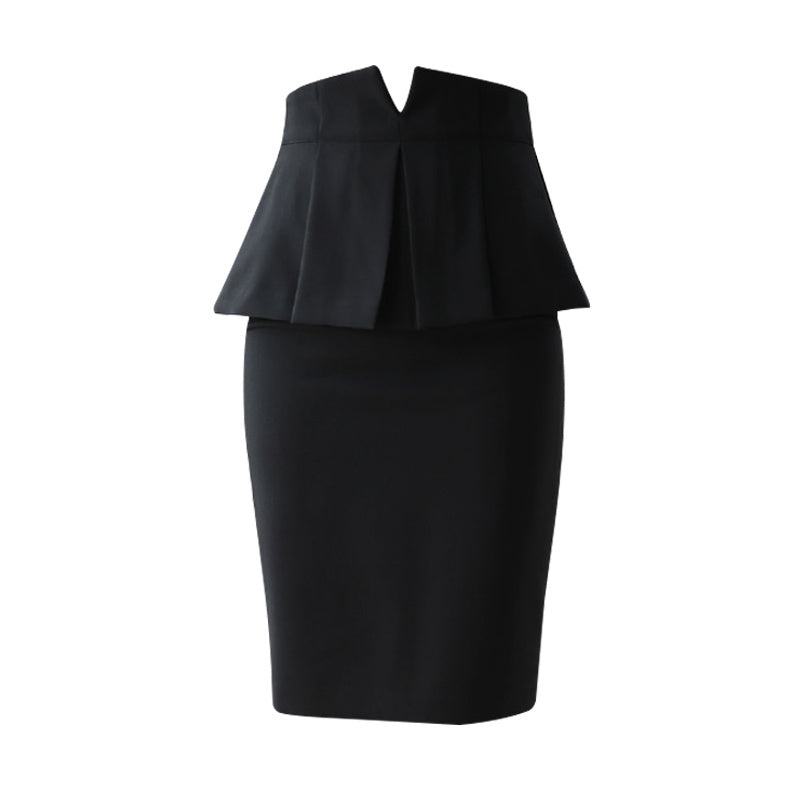 Ruffled fashion high waist bag hip skirt