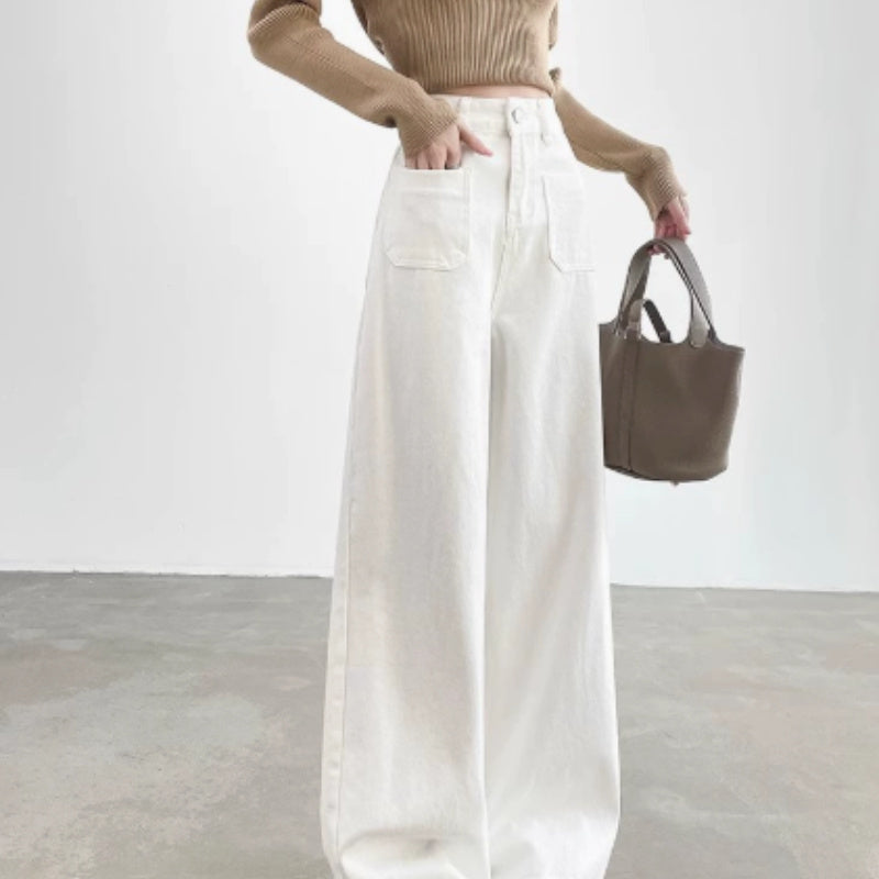 Spring New High Waist Loose And Slimming Drape Casual Straight-leg Mop Pants