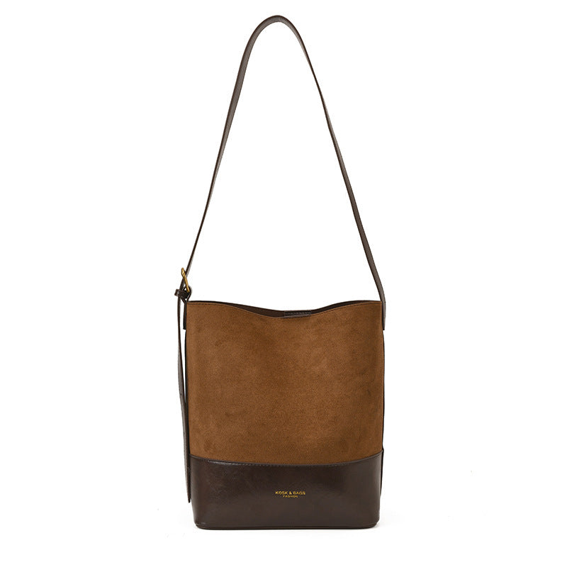 Women's Fashionable Suede Bucket Bag