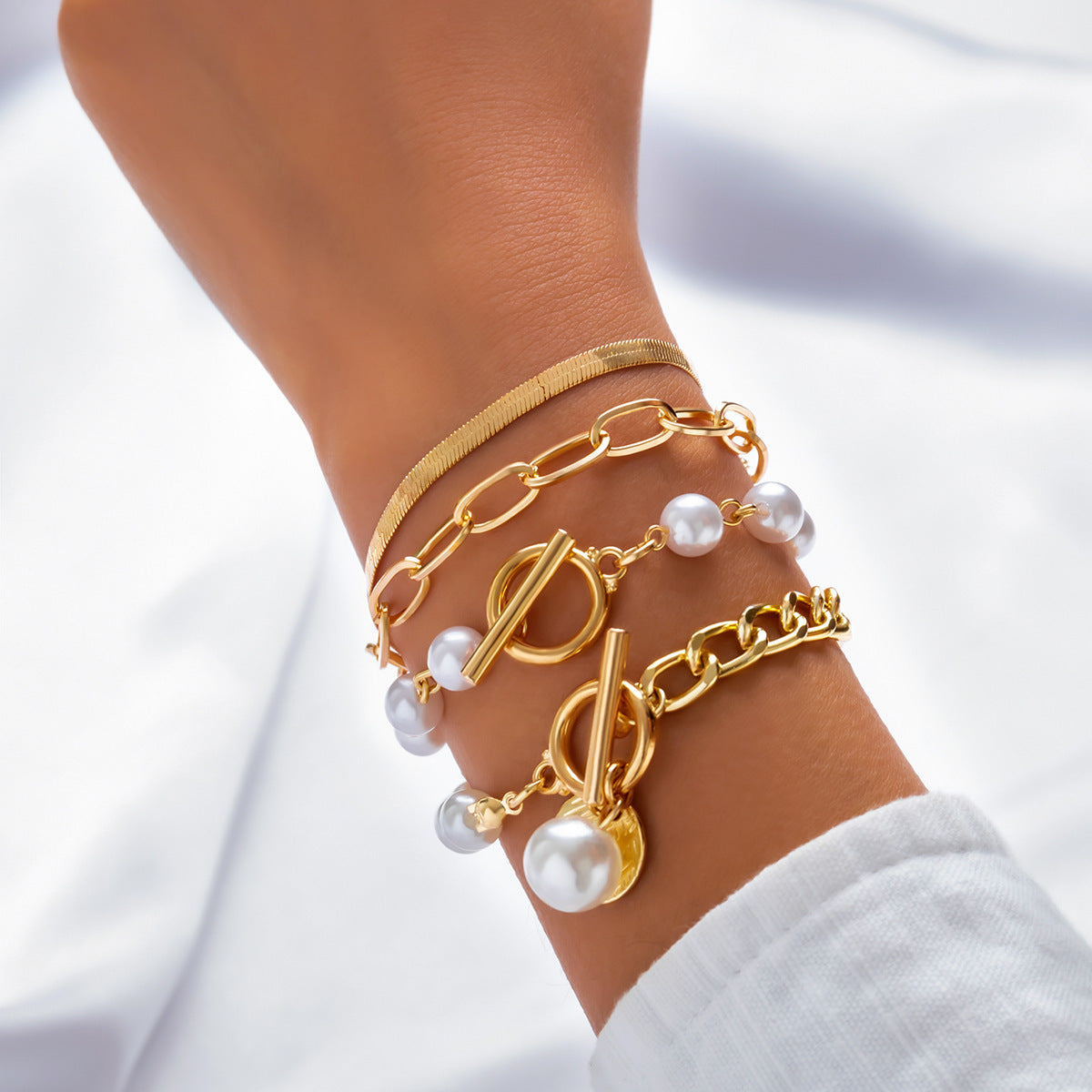 Armband-Set „Élise Pearl & Chain“ - LUXE Edition