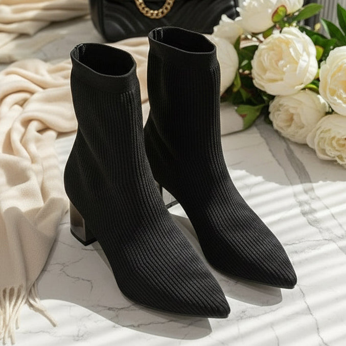 Sculpted Knit-Heel Ankle Boots – LUXE Edition