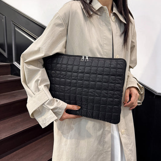 Solid Color Cloud Cotton Pleated Plaid Casual Simple Flat Storage Bag