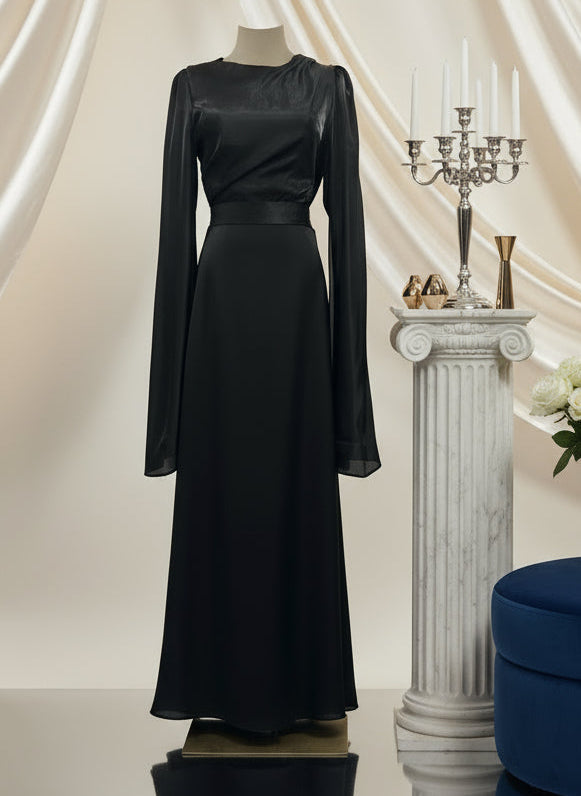 Grace Satin-Chiffon Maxi Dress – LUXE Edition
