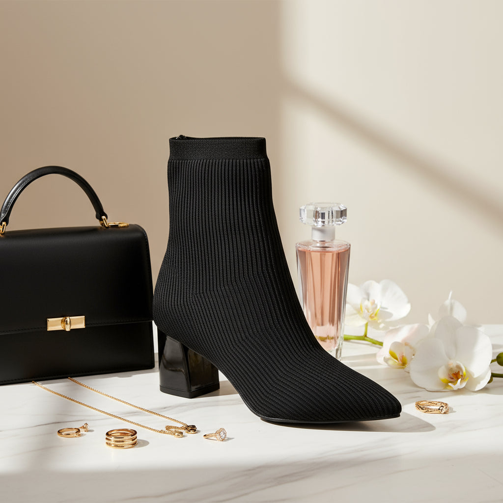 Sculpted Knit-Heel Ankle Boots – LUXE Edition