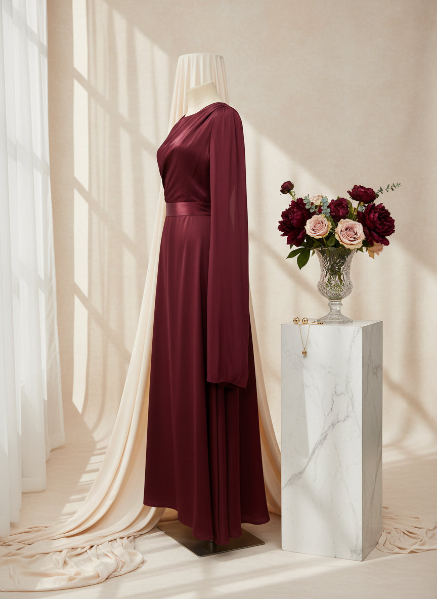 Grace Satin-Chiffon Maxi Dress – LUXE Edition