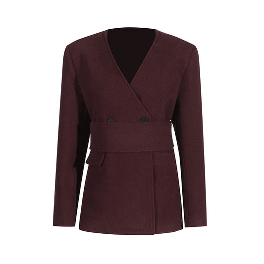 High-grade Waist-tight Thin Looking Suit Coat And Trousers Two-piece Set