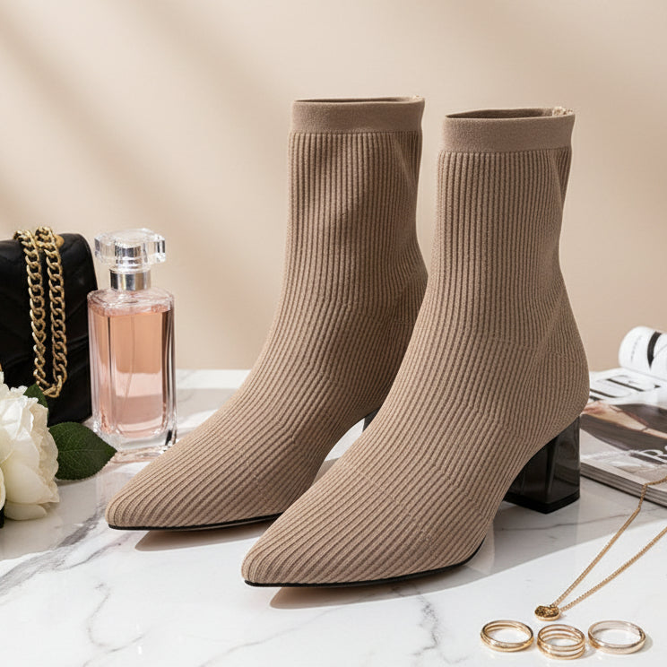 Sculpted Knit-Heel Ankle Boots – LUXE Edition