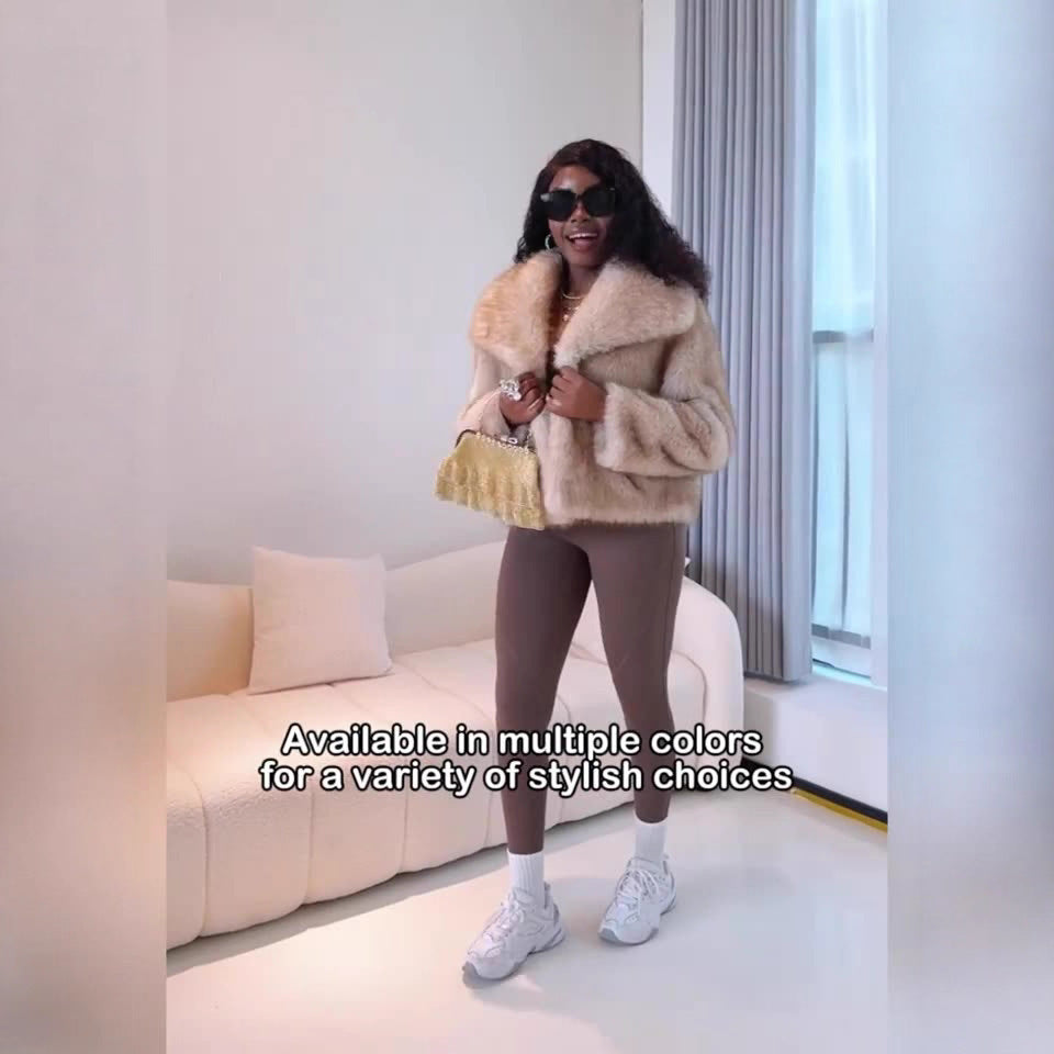 Gradient Dyed Pointed Lapel Long Sleeve Artificial Fur Coat