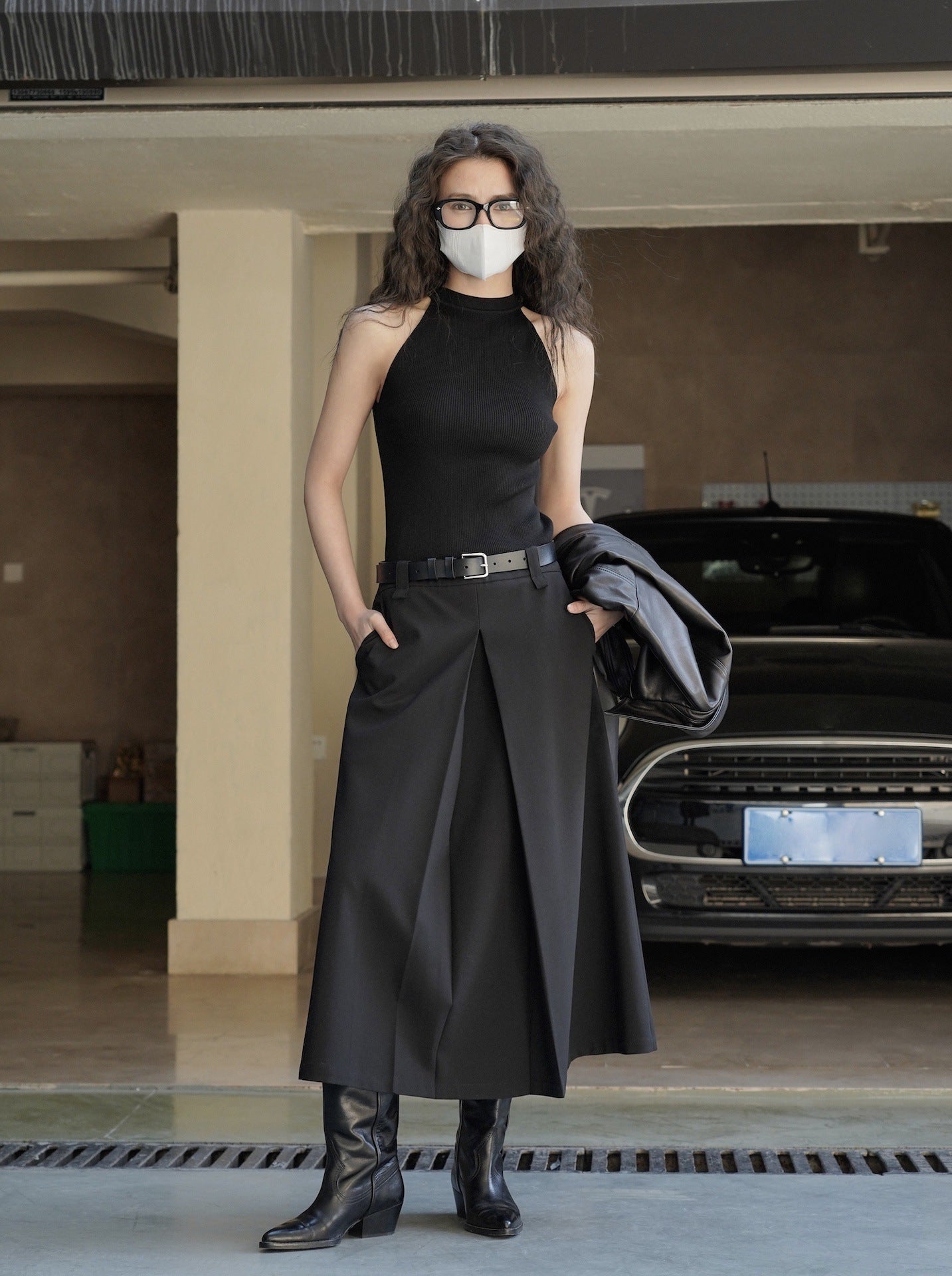 Retro Design High Waist Suit Skirt