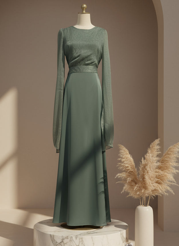 Grace Satin-Chiffon Maxi Dress – LUXE Edition