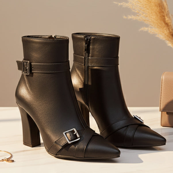 Diana Buckle Ankle Boots – IVORY Edition