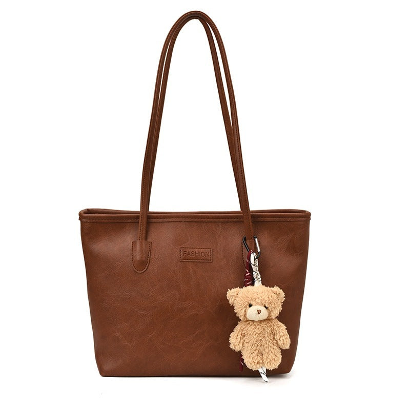 Fashion Retro Oil Wax Skin Commuting Large Capacity Shoulder Bag