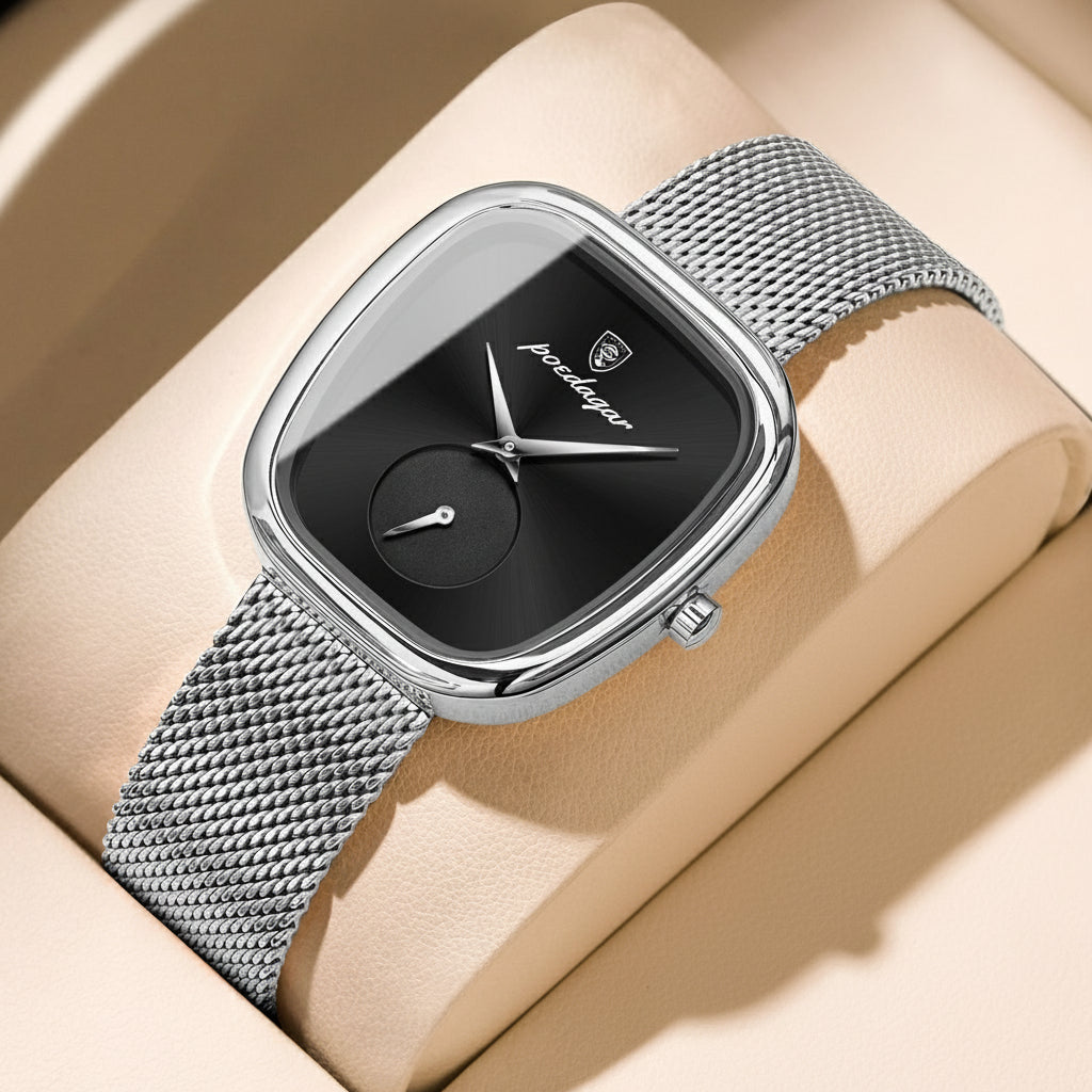 Poedagar Burgundy Mesh Watch – LUXE Edition