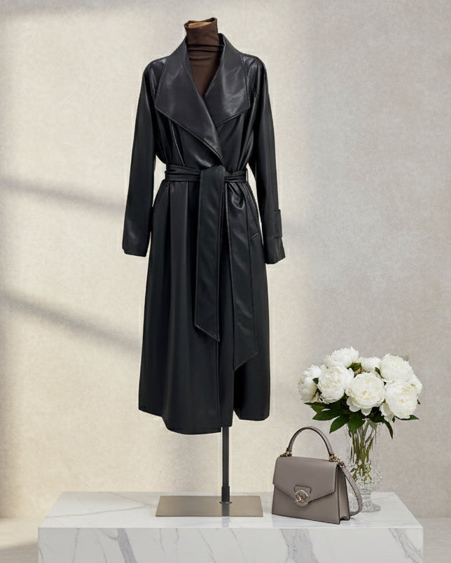 Draped City Leather Trench – LUXE Edition