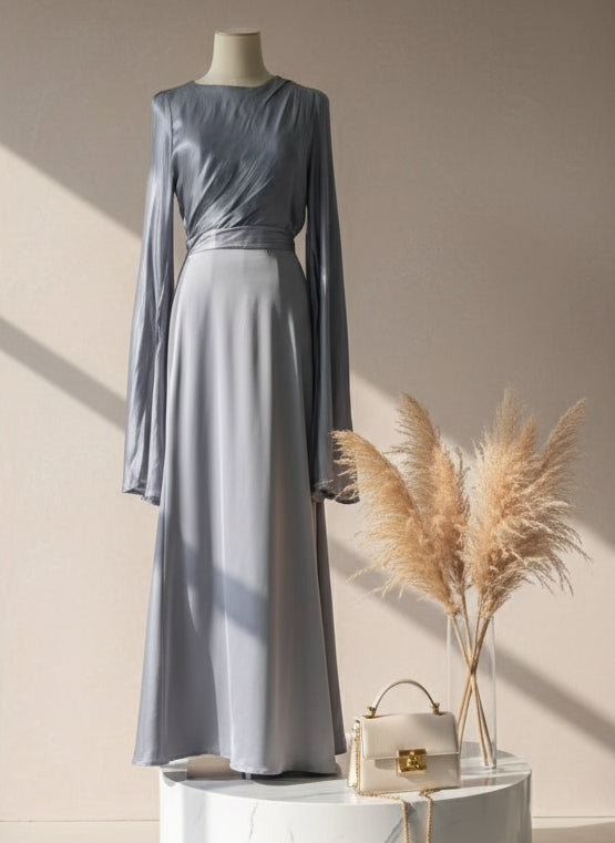 Grace Satin-Chiffon Maxi Dress – LUXE Edition
