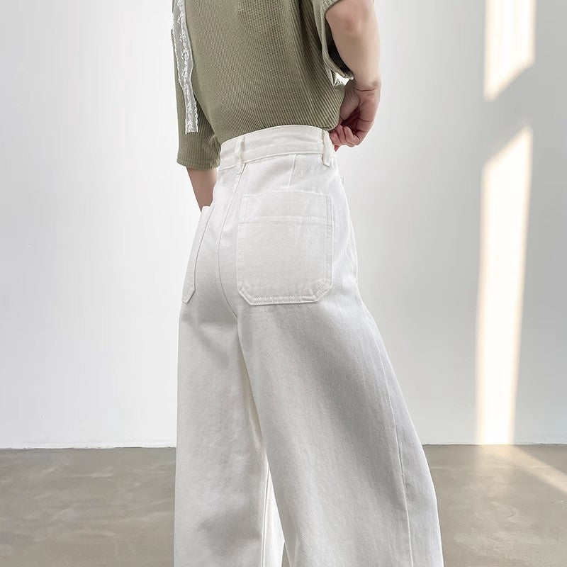 Spring New High Waist Loose And Slimming Drape Casual Straight-leg Mop Pants