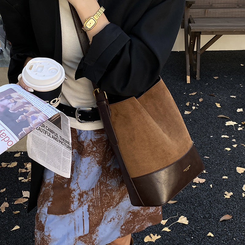 Suede Contrast Bucket Bag – CORE Edition