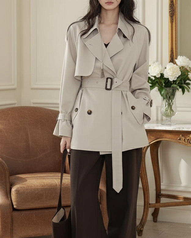 Claudia Belted Trench Coat – IVORY Edition