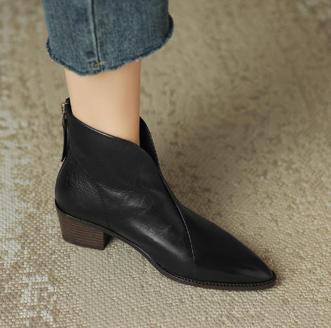 Simple Solid Color And Nude Ankle Boots For Women