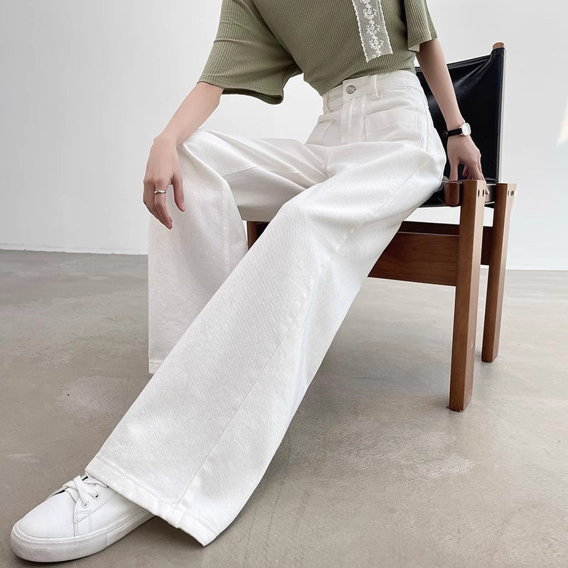 Spring New High Waist Loose And Slimming Drape Casual Straight-leg Mop Pants