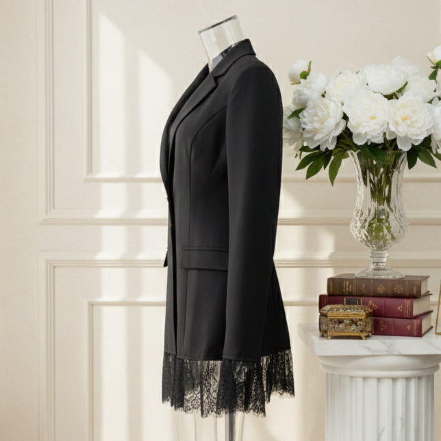 Anastasia Lace-Trimmed Blazer – NOIR Edition