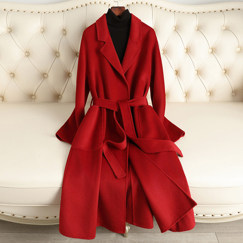 Double-sided Water Ripple Woolen Coat