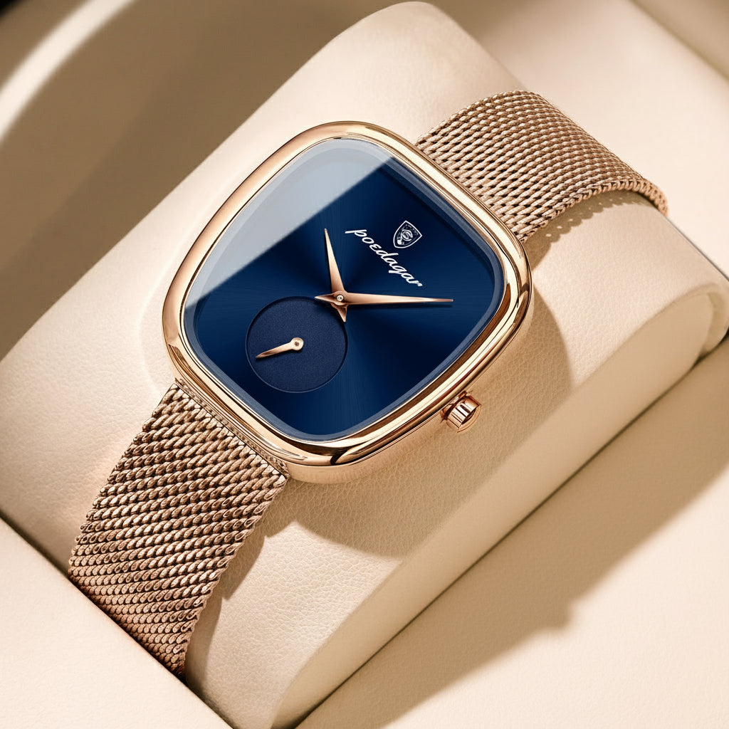 Poedagar Burgundy Mesh Watch – LUXE Edition