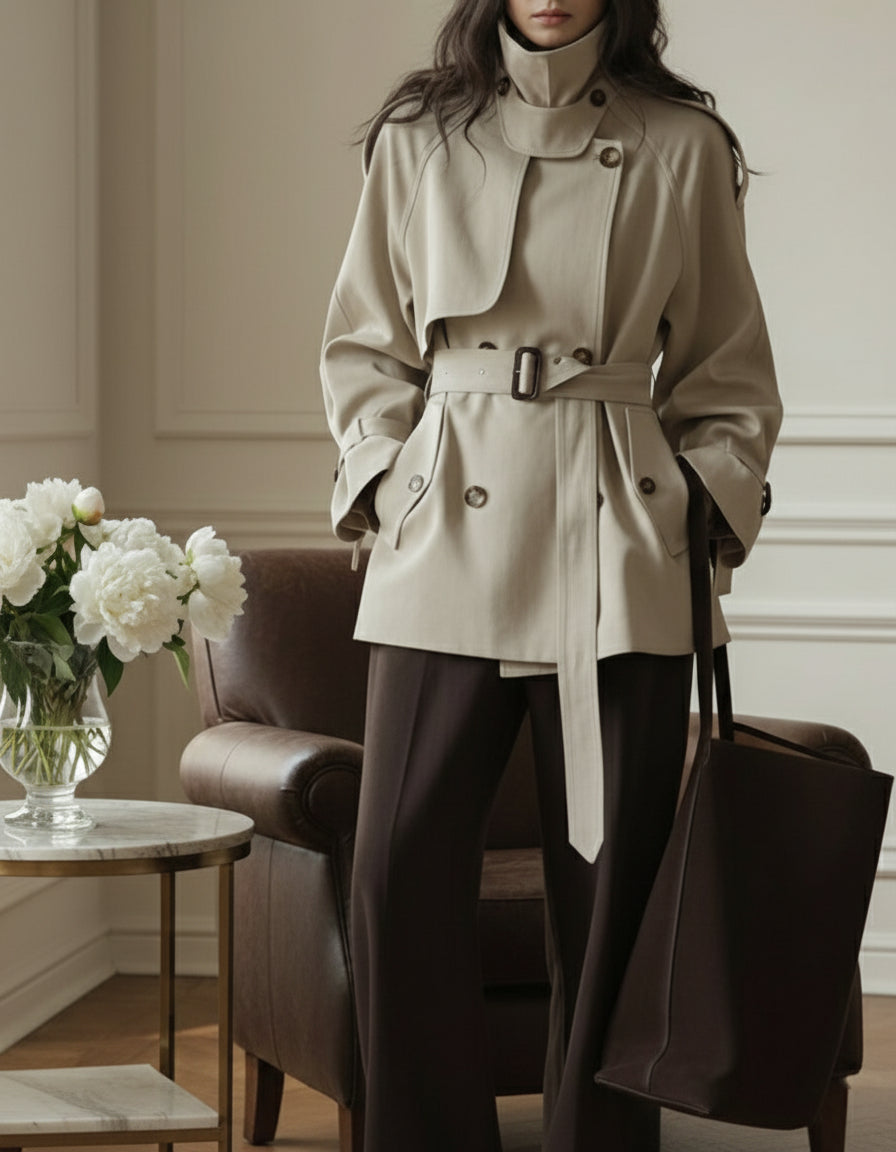 Claudia Belted Trench Coat – IVORY Edition