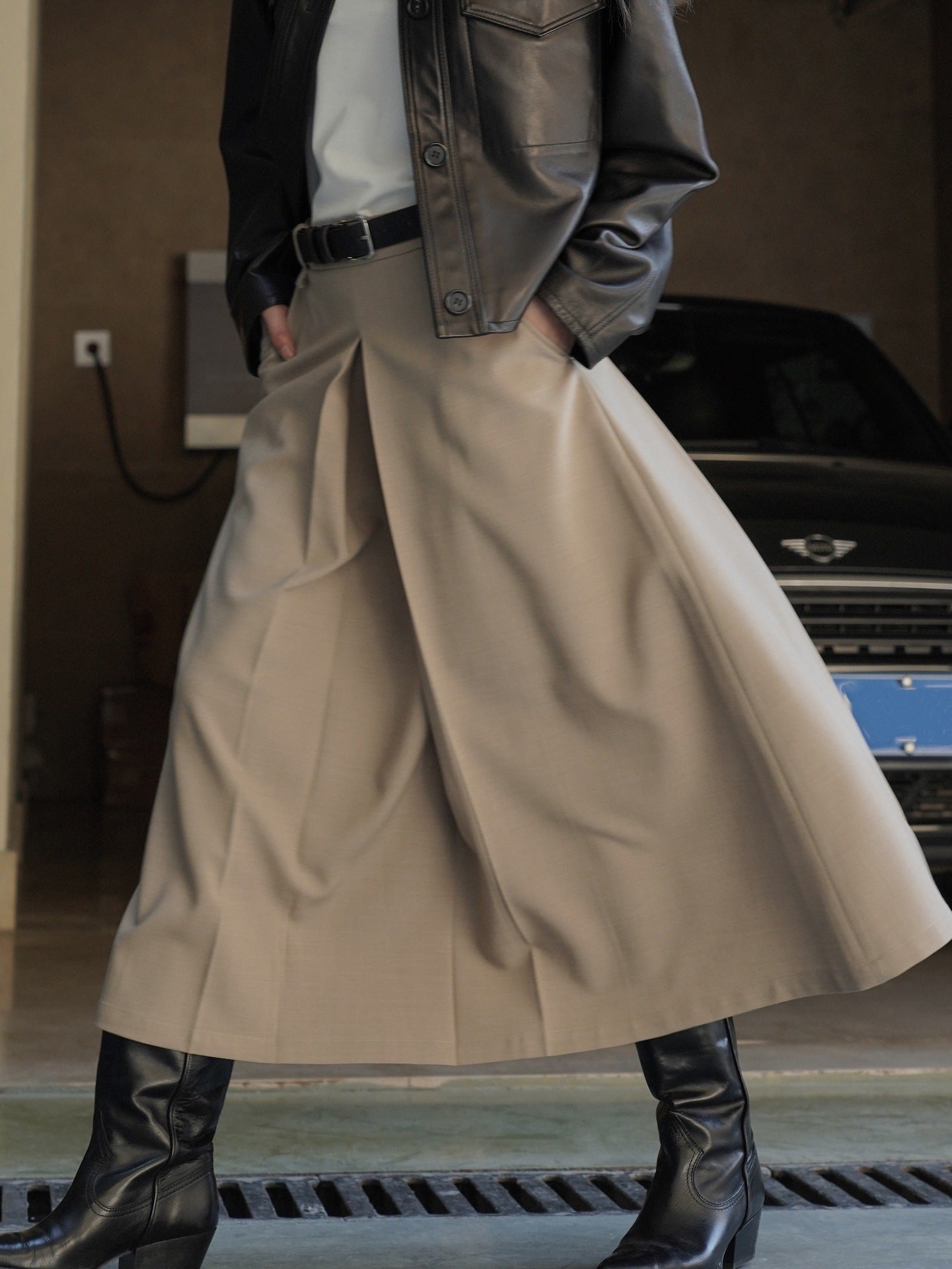 Retro Design High Waist Suit Skirt