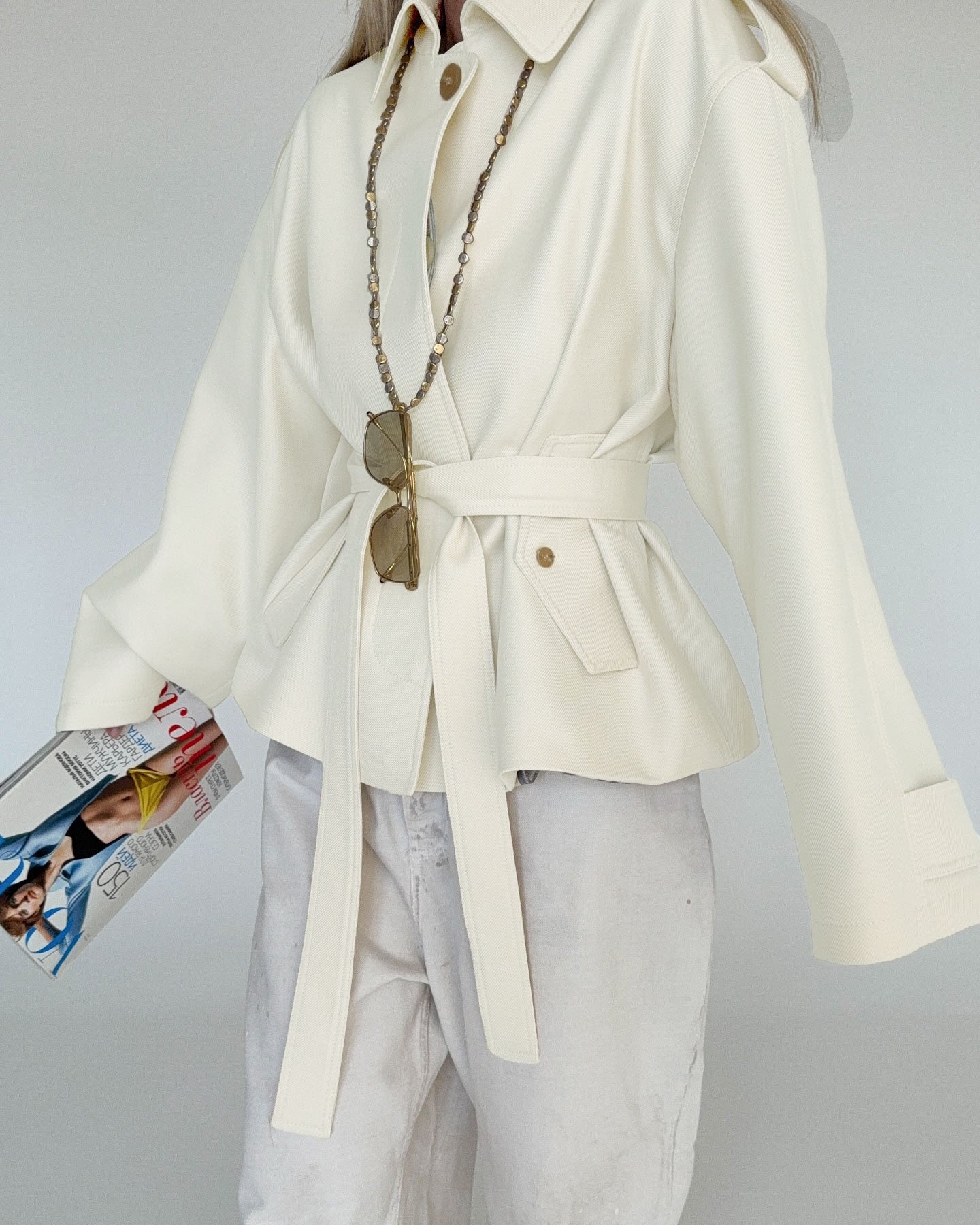 Céline Belted Trench Coat – IVORY Edition