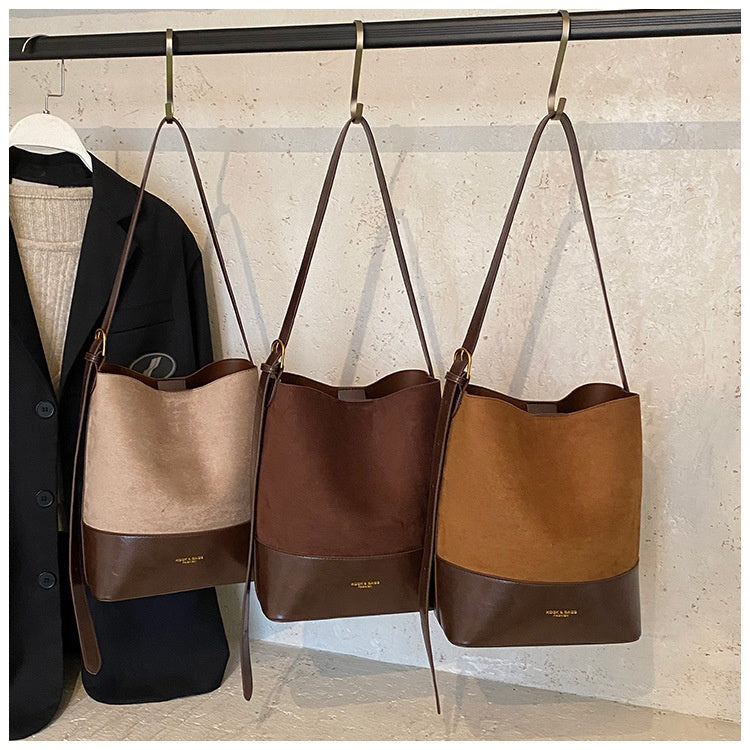 Suede Contrast Bucket Bag – CORE Edition