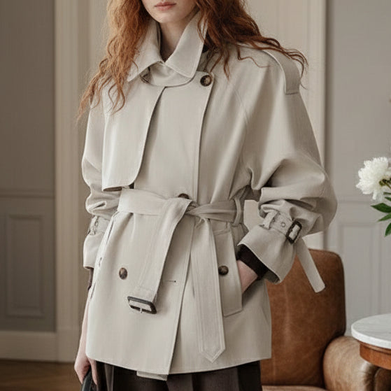 Claudia Belted Trench Coat – IVORY Edition