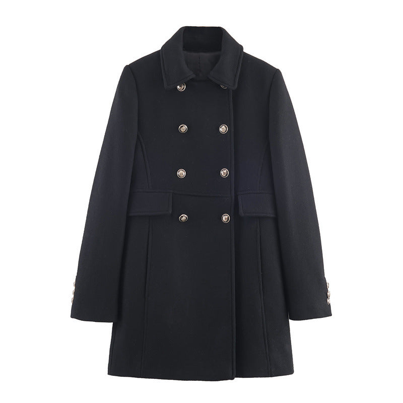 Autumn And Winter Double Breasted Mid Length Coat Jacket