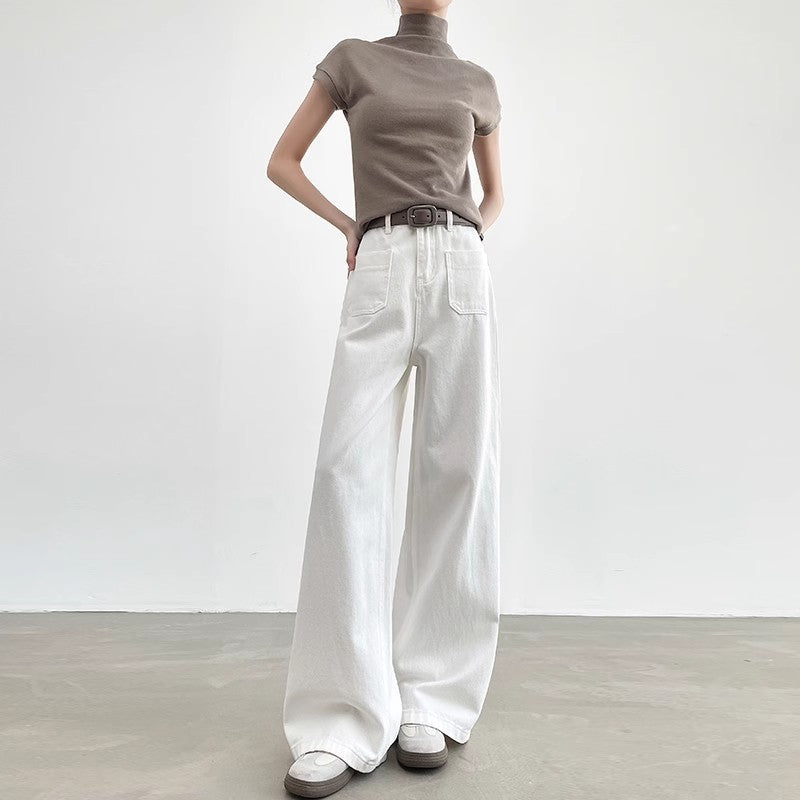 Spring New High Waist Loose And Slimming Drape Casual Straight-leg Mop Pants