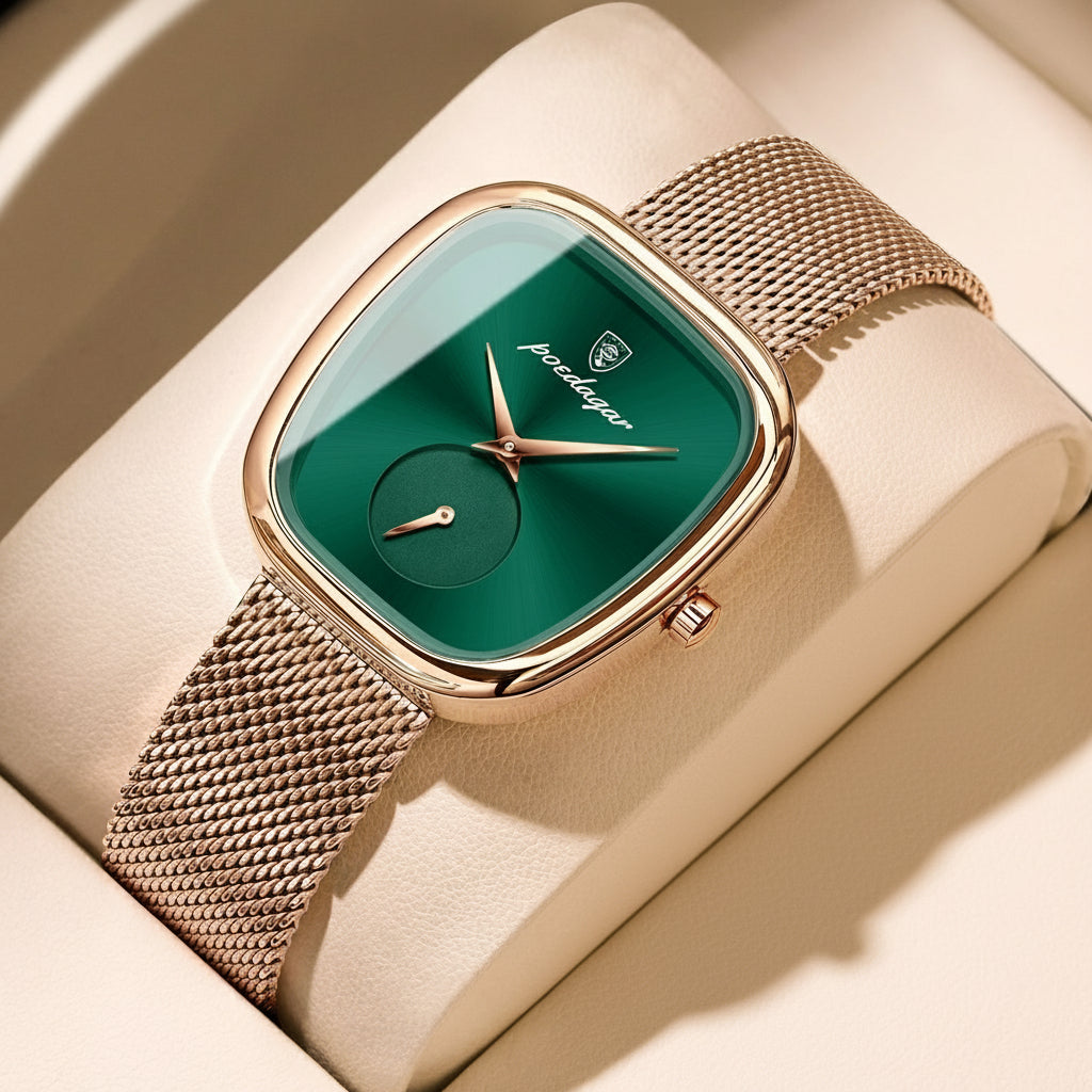 Poedagar Burgundy Mesh Watch – LUXE Edition