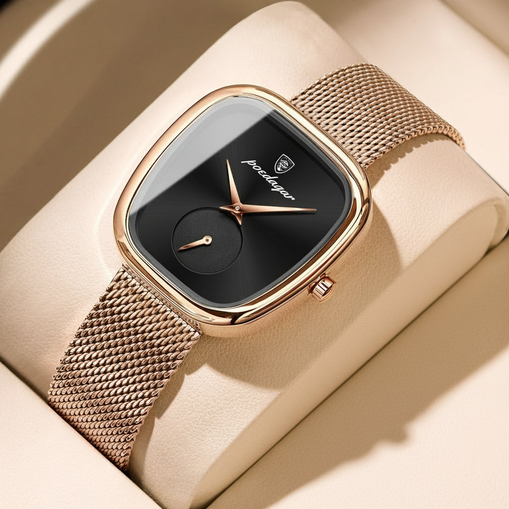 Poedagar Burgundy Mesh Watch – LUXE Edition