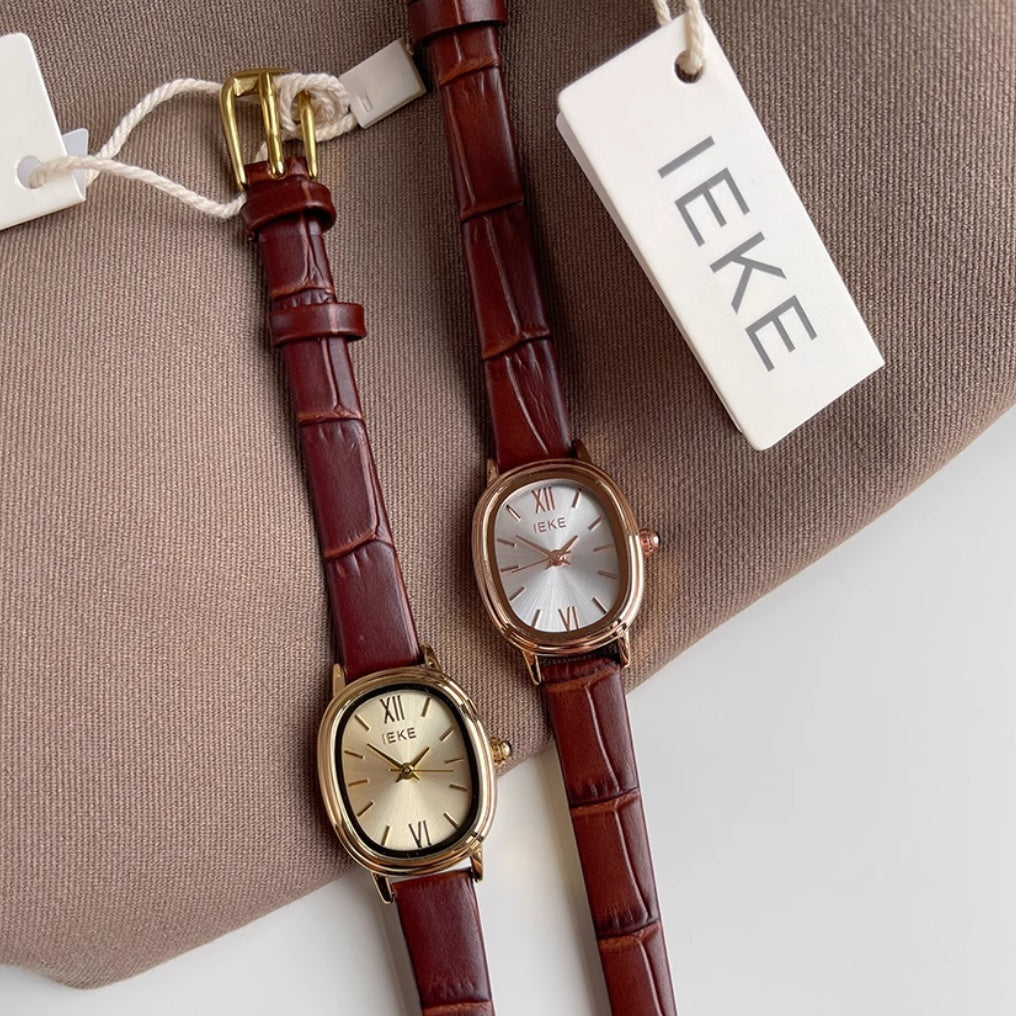IEKE Retro Leather Watch – NOIR Edition