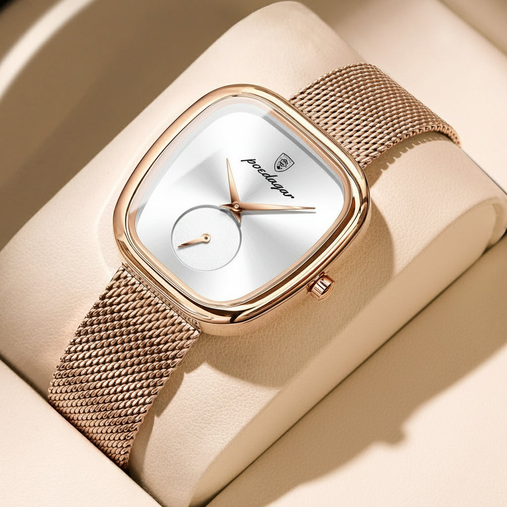 Poedagar Burgundy Mesh Watch – LUXE Edition