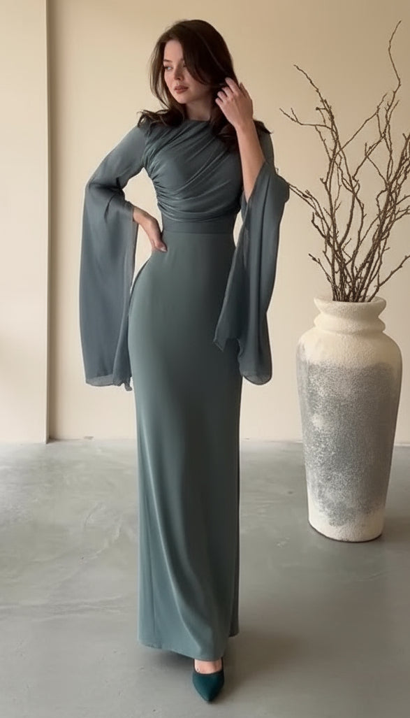Grace Satin-Chiffon Maxi Dress – LUXE Edition