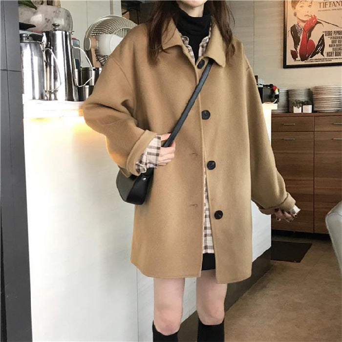 Women's Overcoat Korean-style Loose Mid-length Small