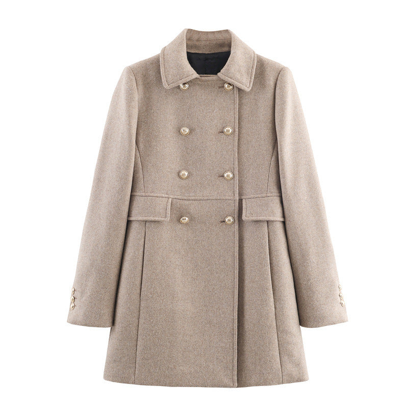 Autumn And Winter Double Breasted Mid Length Coat Jacket