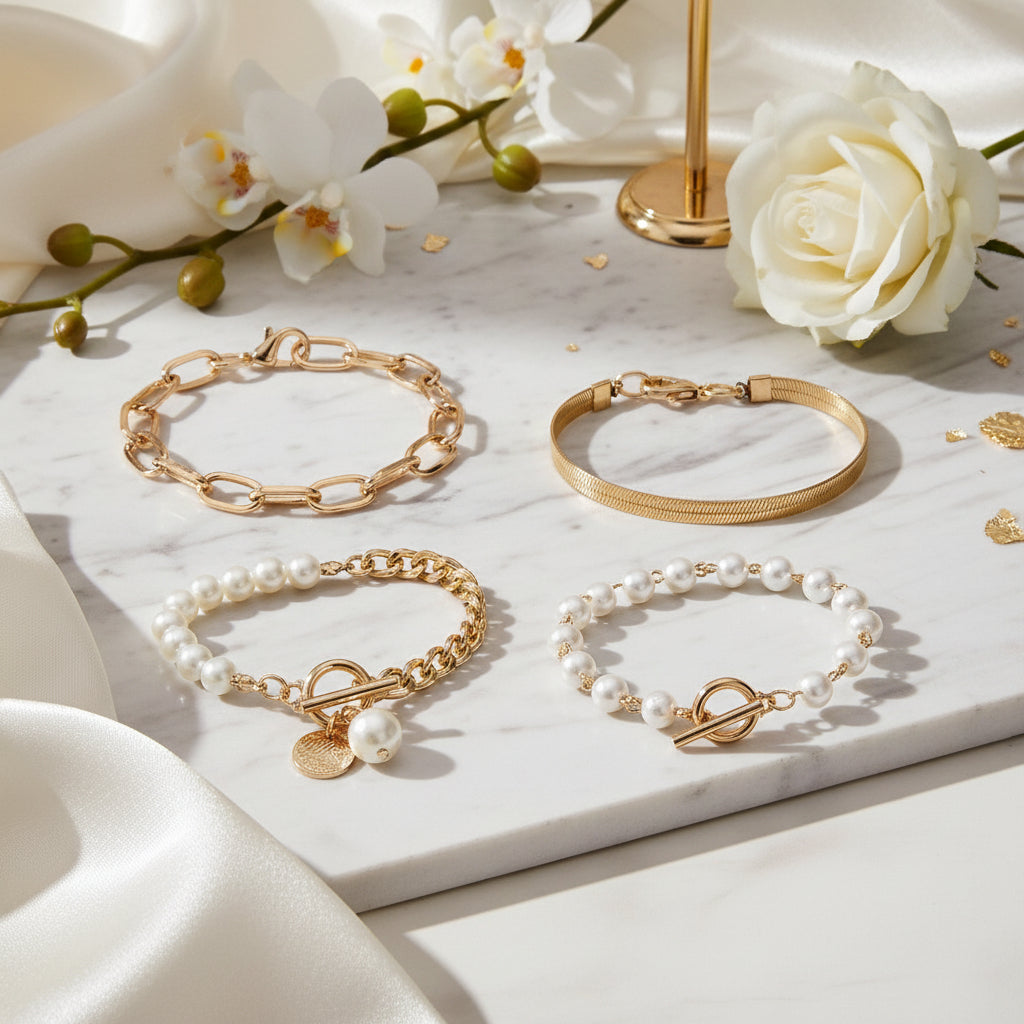 Armband-Set „Élise Pearl & Chain“ - LUXE Edition